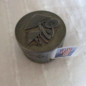 Vtg 1980s pewter stamp holder